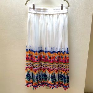 Boho Soft Surroundings Tulle Embroidered Skirt